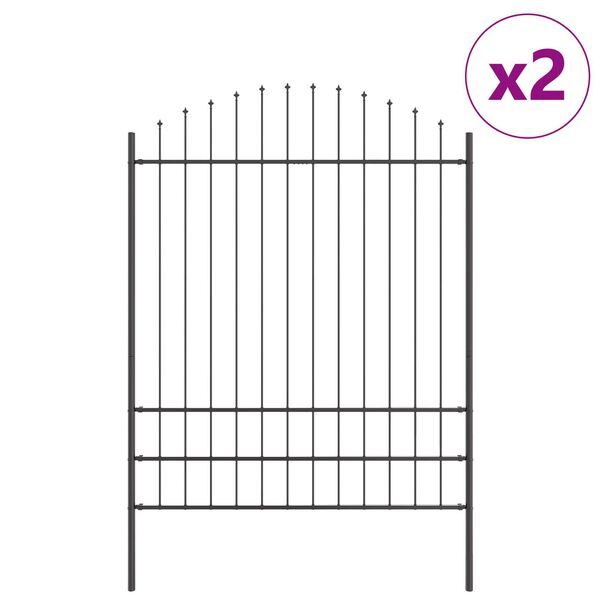 vidaXL Gartenzaun 2 pcs Grau 170 x 225 cm Pulverbeschichteter Stahl