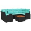 vidaXL Gartensofa-set 7 stk. Schwarz und T&uuml;rkis Poly-Rattan