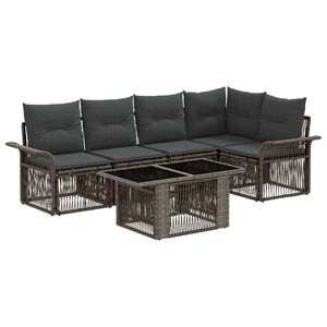 vidaXL Gartensofa-set 6 stk. Grau und Dunkelgrau Poly-Rattan
