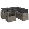 vidaXL 6-tlg. Garten-Sofagarnitur mit Kissen Grau Poly Rattan