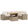 vidaXL 6-tlg. Garten-Sofagarnitur mit Kissen Beige Poly Rattan