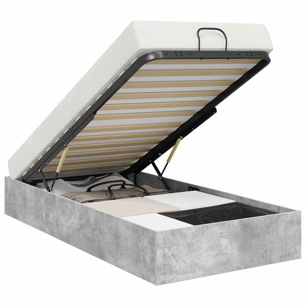 vidaXL Ottoman Bettgestell Betongrau 90 x 200 cm Holzwerkstoff