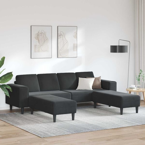 vidaXL Wohnzimmer Couch 3 pcs Schwarz