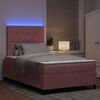 vidaXL LED Boxspringbett mit Matratze Rosa 120 x 190 cm Stoff
