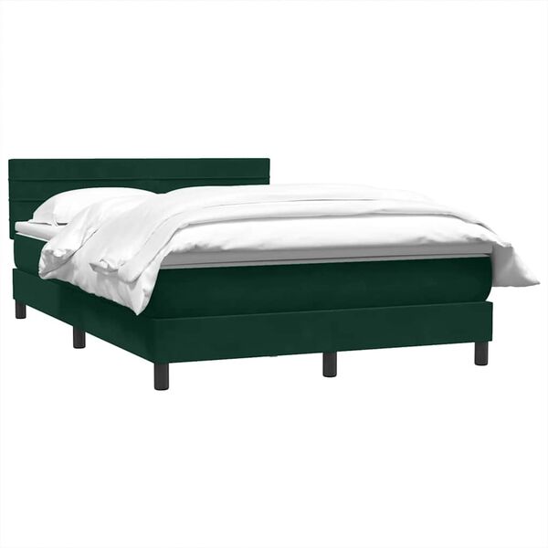 vidaXL Boxspringbett mit Matratze Dunkelgr&uuml;n 160x220 cm Samt