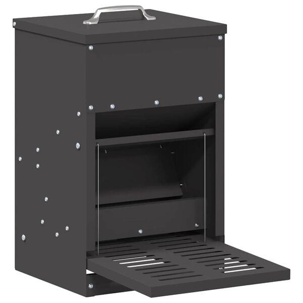 vidaXL H&uuml;hnertretfeeder Schwarz 25 x 42 x 40 cm Kaltgewalzter Stahl