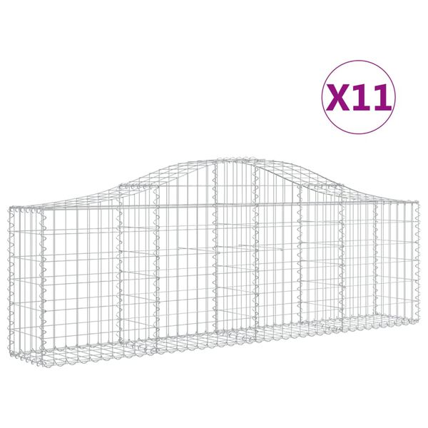 vidaXL Gabionen mit Hochbogen 11 Stk. 200x30x60/80 cm Verzinktes Eisen
