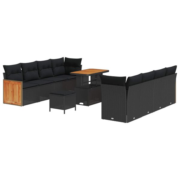 vidaXL Gartensofa-set mit Kissen 11 pcs Schwarz