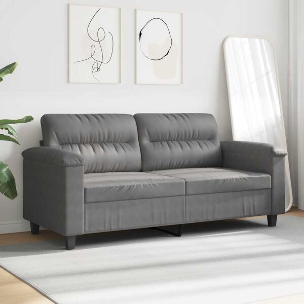 vidaXL 2-Sitzer-Sofa Dunkelgrau 140 cm Mikrofasergewebe