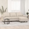 vidaXL 3-Sitzer-Sofa mit Hocker Creme 180 cm Mikrofasergewebe