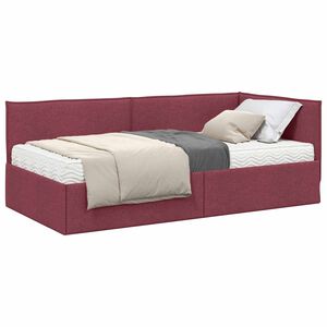 vidaXL Eckbettgestell mit Matratze 2 stk. Weinrot 80 x 200 cm Samt