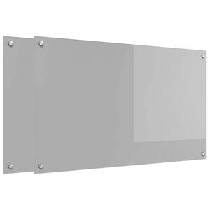 vidaXL K&uuml;chenr&uuml;ckwand 2 pcs Hellgrau 100 x 60 cm Geh&auml;rtetes Glas