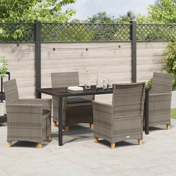 vidaXL Garten Essgruppe 5 pcs Grau Poly-Rattan