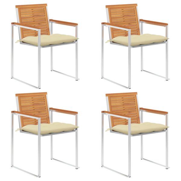 vidaXL Gartenst&uuml;hle 4 Stk. mit Kissen Massivholz Akazie