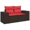vidaXL Gartensofa mit Kissen 2-Sitzer Braun Poly Rattan