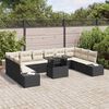 vidaXL Garten-Sofa-Set mit Speicher 11 pcs Schwarz Poly Rattan