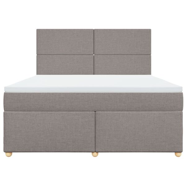 vidaXL Boxspringbett mit Matratze Taupe 180x200 cm Stoff