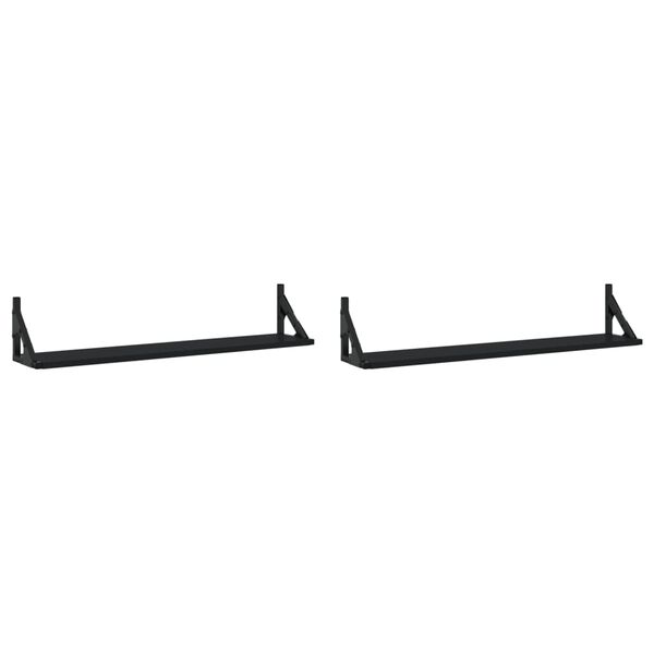 vidaXL Wandregale 2 Stk. Schwarz 80x15x15,5 cm Holzwerkstoff