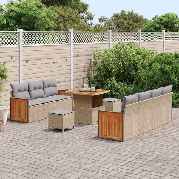 vidaXL Gartensofa-set mit Kissen 13 pcs Beige und Hellgrau Poly-Rattan