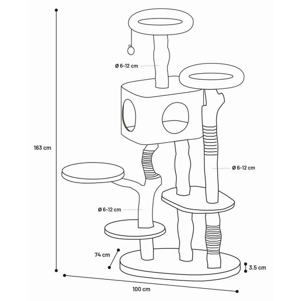 FLAMINGO Kratzbaum Yuna 100x74x163 cm Wei&szlig; und Natur