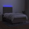 vidaXL Boxspringbett mit Matratze & LED Taupe 120x190 cm Stoff