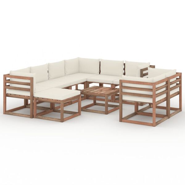 vidaXL 10-tlg. Garten-Lounge-Set mit Kissen Creme