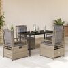 vidaXL 5-tlg. Garten-Essgruppe mit Kissen Beige Poly Rattan