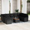 vidaXL Garten-Sofa-Set mit Kissen mit Speicher 10 pcs Schwarz
