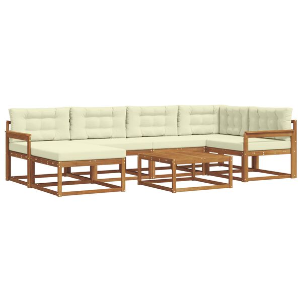 vidaXL Outdoor-Sofagarnitur mit Kissen 7 pcs Natur und Creme