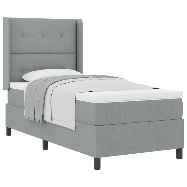 vidaXL Boxspringbett mit Matratze Hellgrau 200 x 90 cm Stoff