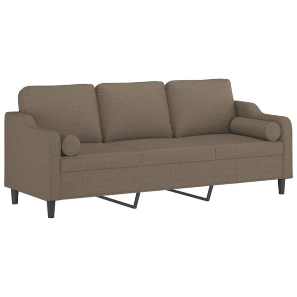 vidaXL 3-Sitzer-Sofa mit Kissen Taupe 210 cm Stoff