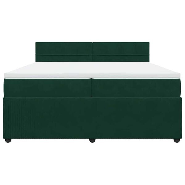 vidaXL Boxspringbett mit Matratze Dunkelgr&uuml;n 200x200 cm Samt