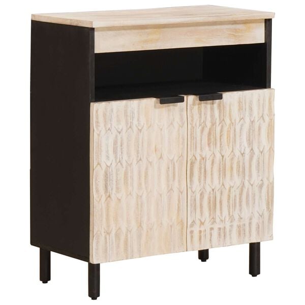 vidaXL Sideboard mit T&uuml;r Wei&szlig;e gewaschene Oberfl&auml;che 60 x 33 x 75 cm
