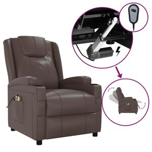 vidaXL Massagesessel Elektrisch Braun Kunstleder