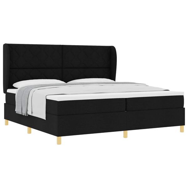 vidaXL Boxspringbett mit Matratze Dunkelgrau 90x190 cm Schwarz Stoff