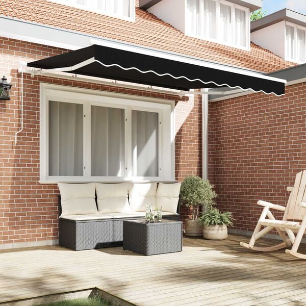 vidaXL Markisen-Ersatzstoff Schwarz 350 x 250 cm Segeltuch