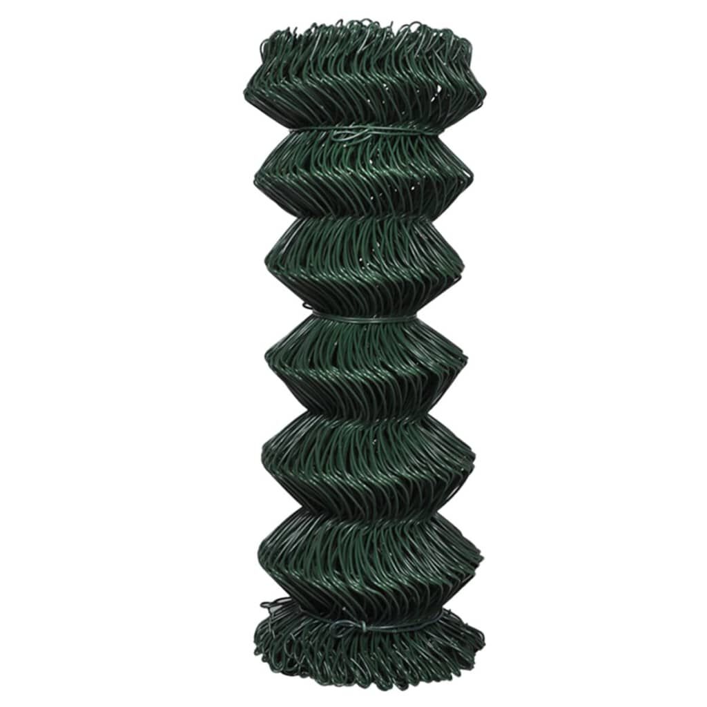 VidaXL Maschendrahtzaun Komplett-Set – 25x2 M, Grün, Mit Pfosten, Für Garten & Gehege