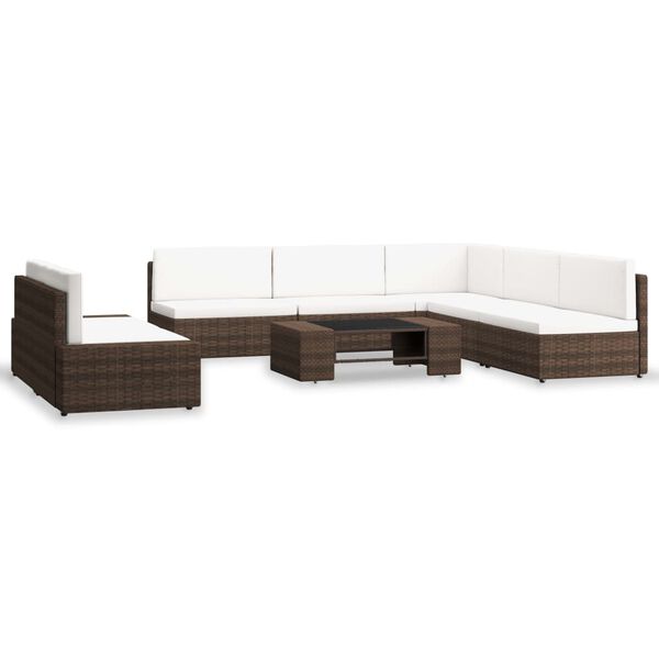 vidaXL 7-tlg. Garten-Lounge-Set Poly Rattan Braun