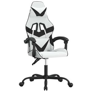 vidaXL Gaming-Stuhl Drehbar Wei&szlig; und Schwarz Kunstleder