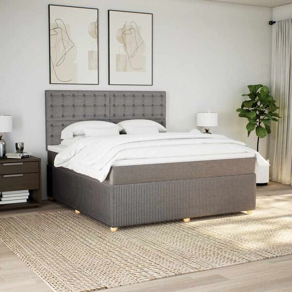 vidaXL Boxspringbett mit Matratze Taupe 180x200 cm Stoff