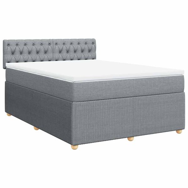 vidaXL Boxspringbett mit Matratze Hellgrau 140x200 cm Stoff