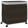 vidaXL W&auml;schekorb mit Rollen Dunkelbraun 60x35x60,5 cm Rattan