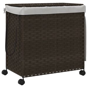 vidaXL W&auml;schekorb mit Rollen Dunkelbraun 60x35x60,5 cm Rattan