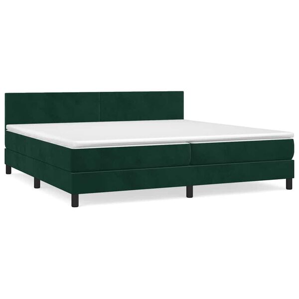 vidaXL Boxspringbett mit Matratze Dunkelgr&uuml;n 200x200 cm Samt