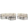 vidaXL 6-tlg. Garten-Lounge-Set mit Kissen Anthrazit Poly Rattan