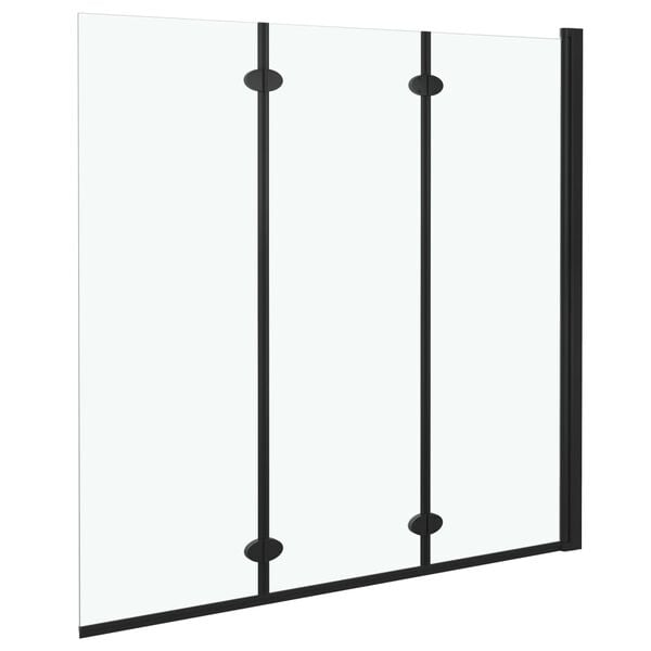 vidaXL Faltbare Duschkabine 3 Paneele ESG 130x138 cm Schwarz