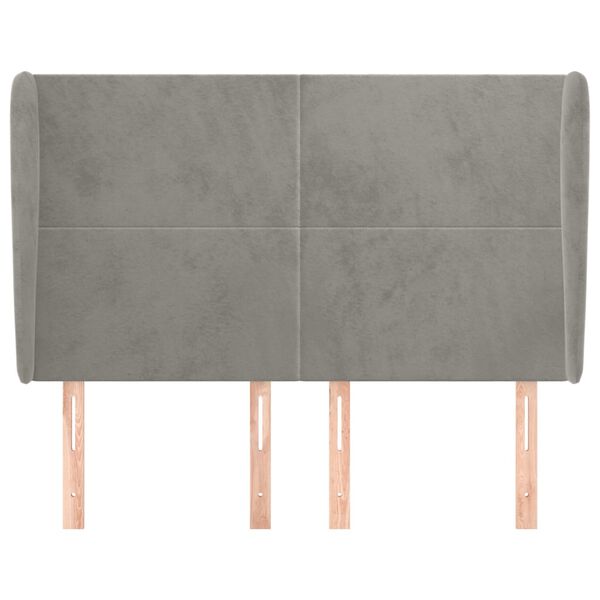 vidaXL Kopfteil mit Ohren Hellgrau 147x23x118/128 cm Samt