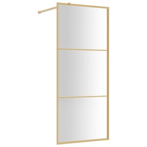 vidaXL Duschwand für Begehbare Dusche mit ESG Klarglas Golden 80x195cm