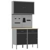 vidaXL Werkbank mit Speicher 5 stk. Schwarz Ingenieure Holz und Stahl
