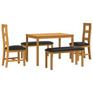 vidaXL Essgruppe 5 stk. Schwarz Massivholz Eiche